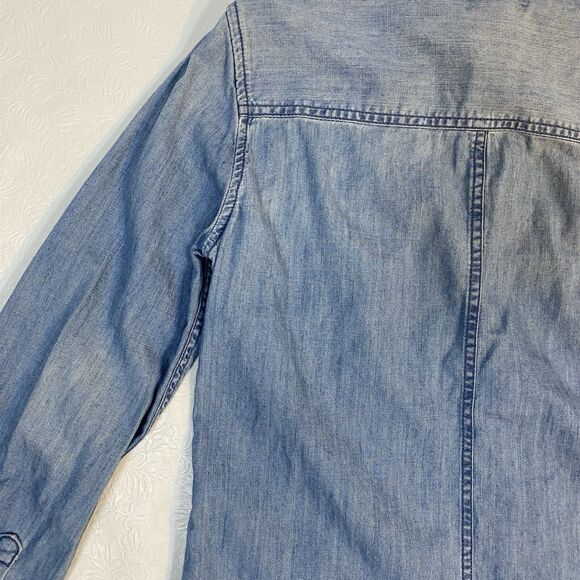 J Crew Button Up Shirt sz 0 Blue Denim Chambray - Picture 8 of 11